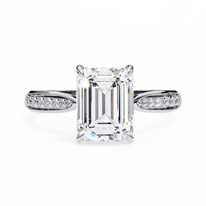 Bague de fiançailles en diamant de laboratoire taille radiant 2,50 carats, en vermeil or 18 carats, avec pont pavé et galerie, pour femme, luxe - Product Image 3