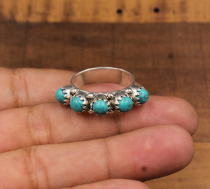 Wholesale Shree Jaipur Silver 925 Sterling Silver Natural Turquoise Multi Gemstone <b>Crown</b> Bezel <b>Ring</b> with Third Party Appraisal - Product Image 6