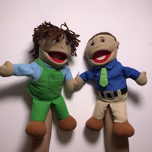 Marionnette en peluche personnalisée pour garçon avec salopette verte et chemise bleue, 11CM-30CM, matériau super doux, pour les enfants de 3 ans et plus, unisexe - Product Image 4