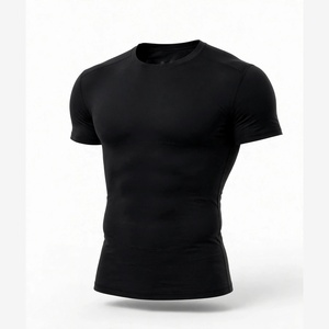 Camiseta Deportiva de Compresión para Hombre, Estilo Casual Elegante, para Gimnasio, Deportes al Aire Libre, Poliéster/Algodón, Cuello en V, Manga Corta, Verano, 180g - Product Image 3