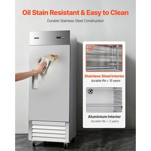 Équipement de réfrigération pour cuisine commerciale, réfrigérateur vertical en acier inoxydable de 29 pouces de large et 22 pieds cubes, porte simple, dégivrage automatique, 4 - Product Image 6
