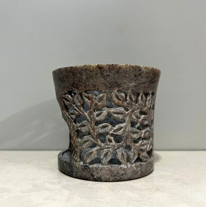 Hand Carved Marble Candle Holder | Dark Stone Tealight Holder | Decorative Handmade Candle Stand | Home Décor Lantern - Product Image 4