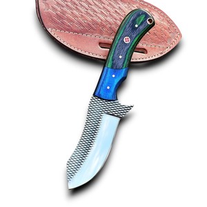 Cuchillo de acero inoxidable de alta calidad, extra afilado, para herrador, bushcraft y camping, con mango de madera Pakka, personalizable, al por mayor - Product Image 1