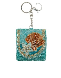 Porte-clés BON VOYOGO faits à la main, durables et étincelants, avec perles de verre blanches et rouges, en provenance d'Inde - Product Image 4