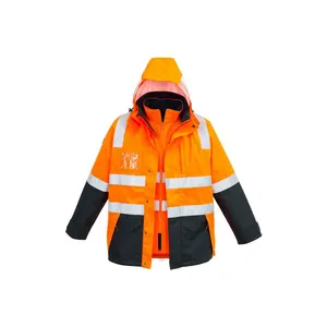 Nuevo diseño HI Vis chaqueta de trabajo impermeable/a prueba de viento con cinta reflectante Jersey de lona aislado de invierno chaqueta de trabajo para hombres