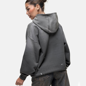 Sudadera con Capucha Extra Grande para Mujer, Color Sólido, Felpa de Algodón, con Bolsillos, Estilo Casual de Otoño - Product Image 4