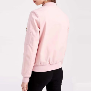 Women's Pink Bomber Jacket <b>Blush</b> Flight Coat Quilted Shoulder Padded Windbreaker Zip Up Fashion Outwear Casual Pastel Coat - Product Image 2