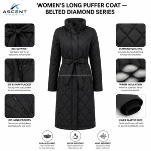 Women Long Puffer <b>Jacket</b> <b>Winter</b> Quilted Belted Coat Lightweight Warm Insulated Parka Windproof OEM Wholesale Manufacturer - Product Image 6