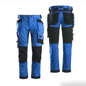 Pantalones de Trabajo Reflectantes de Alta Visibilidad para Hombre, Certificados CE, de Poliéster Resistente a la Abrasión, con Múltiples Bolsillos, Color Azul - Product Image 1