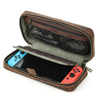 Étui de transport vintage en cuir véritable Crazy Horse pour Nintendo Switch Original avec 14 emplacements pour cartes de jeu, sac de rangement protecteur