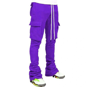 Pantalon de jogging décontracté pour homme en coton léger, taille élastique avec cordon de serrage, plusieurs poches, couleur turquoise, idéal pour l'été - Product Image 4