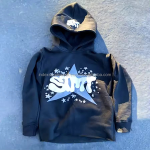 Sudadera con Capucha Unisex Morada con Logotipo de Estrella Estampado en Silicona, Estilo Urbano, Corte Holgado, Manga Regular, Tela French Terry - Product Image 4