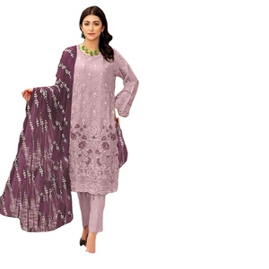 Nouvelle collection de vêtements de fête, salwar kameez semi-cousu en modal viscose avec broderie afghane spéciale, pour femmes, Inde 2024 - Product Image 1