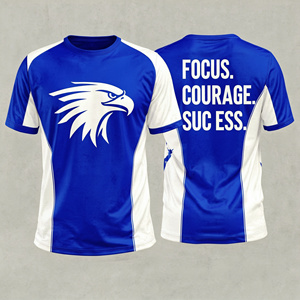 Camiseta Unisex Ajustada de Manga Corta con Estampado de Águila Azul y Blanca, Sublimación en Poliéster de Secado Rápido, Diseño Focus Courage Success - Product Image 1