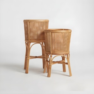 Pots de fleurs décoratifs taille personnalisée porte-pot en rotin pour grandes plantes porte-plante extérieur en bois - Product Image 3