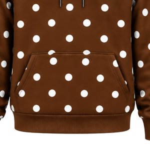 Sudadera con Capucha Oversize de Felpa para Mujer, con Estampado de Puntos Marrones y Blancos, Manga Larga, Bolsillo Canguro, Estilo Casual Urbano - Product Image 5