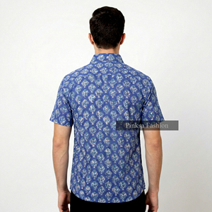 เสื้อเชิ้ตผู้ชายพิมพ์ลายด้วยมือ ผ้าฝ้าย 100% ระบายอากาศได้ดี ลายดอกไม้ แขนสั้น สไตล์ลำลอง ติดกระดุม สำหรับขายส่งช่วงฤดูร้อน - Product Image 6