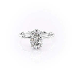 Anillo de Diamante Moissanita con Base de Plata de Primera Calidad, Diseño de Ramita Ovalada de Cuatro Puntas, Regalo Especial para el Día de San Valentín para Mujer - Product Image 5