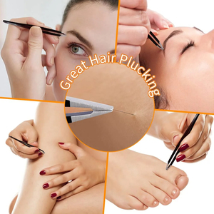 Pince à épiler professionnelle en acier inoxydable à pointe carrée, 5 pièces, outils et accessoires de maquillage pour sourcils et faux cils - Product Image 6