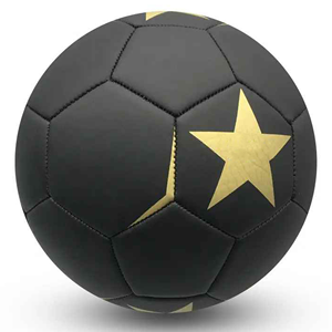 Ballon de football noir CORE FIELD, motif étoile dorée, design classique à panneaux, léger et écologique pour le divertissement en intérieur/extérieur - Product Image 3