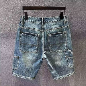 Shorts en jean droits tendance pour homme, coupe slim, décontractés, écologiques, 100 % coton, couleur unie, style rétro, collection été 2026 - Product Image 6