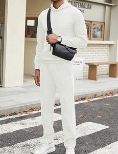 Survêtement pour homme à capuche, style unique, décontracté, couleur unie, séchage rapide, respirant, look streetwear moderne, coupe classique, hiver - Product Image 5