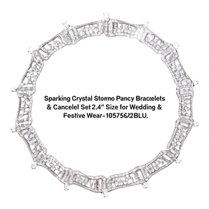 Sparkling Crystal Stone Fancy Bracelets & <b>Bangles</b> <b>Set</b> 2.4\" Size for Wedding & Festive Wear-10575632BLU - Product Image 2