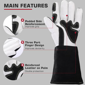 Guantes de Soldadura de Alta Temperatura, Cómodos y Transpirables, de Cuero de Alta Calidad, Guantes de Seguridad para Soldadores - Product Image 3