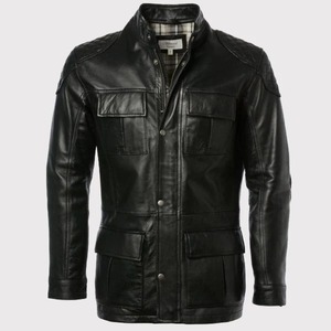 Exclusive Black <b>Leather</b> Coat for <b>Men</b> - Product Image 1