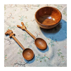 Cuillère en bois sculptée à la main, motif animal (poisson, chat), en bois naturel, cadeau, souvenir de cuisine mignon, Vietnam, vente en gros 99 GD - Product Image 3