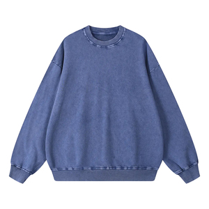 เสื้อสเวตเตอร์คอกลมวินเทจสำหรับผู้ชาย ผ้าฝ้าย 100% บาติก เนื้อหนา 420 GSM ผ้าเฟรนช์เทอร์รี่ สีพื้น ล้างสีแบบแอซิดวอช สำหรับฤดูหนาว ผู้ชายและผู้หญิง - Product Image 3