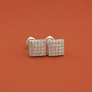 <b>Square</b> <b>Diamond</b> Stud <b>Earrings</b> for Women Sterling Silver Minimalist Luxury Style Elegant Gift for Her - Product Image 2