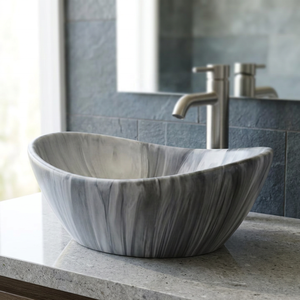 Modern Brown Oval Porcelain Bathroom Vessel Sink Luxury One Piece Countertop Wash Basin Art Lavabo - Product Image 6