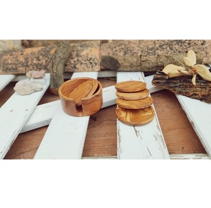 Natural Acacia Wood <b>Drink</b> <b>Coasters</b> Set Reusable Wooden <b>Coasters</b> <b>for</b> Home Decor - Product Image 3