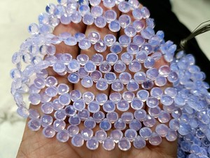 Lavender Hydro Quartz Faceted <b>Heart</b> Briolette Beads Strand for Jewelry Making Necklace Bracelet Earrings Wholesale - Product Image 1