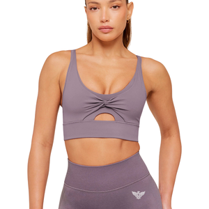 Sujetador Deportivo Sin Costuras para Mujer, Color Lavanda, Spandex/Nylon, Soporte Alto, Cuello Redondo, Espalda Descubierta, Tirantes Ajustables, Transpirable, para Yoga, Gimnasio y Entrenamiento - Product Image 1