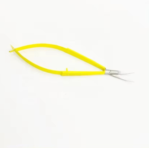 Tijeras de Precisión Curvas de Acero Inoxidable con Mango Recubierto de Amarillo, Tijeras Profesionales para Extensión de Pestañas y Recorte de Cejas - Product Image 4