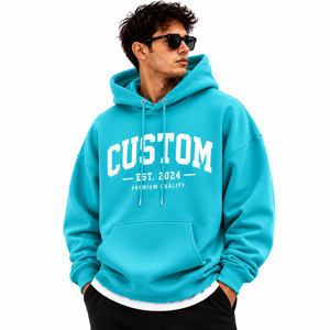 Sweat à capuche en coton épais de haute qualité avec impression personnalisée en relief, coupe ample et épaules tombantes, pour hommes et femmes - Product Image 5