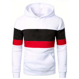 Sudadera con Capucha Casual de Invierno para Hombre, Diseño Colorblock, 100% Algodón, Tejido de Felpa, Ligeramente Elástica, Estilo con Capucha, Color Sólido - Product Image 1