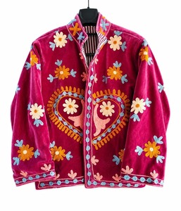 Bata de mujer con cuello en V, reversible, 100% algodón, 480g, con bordado floral azul, tipo kimono largo, con cinturón, para estar en casa o como ropa de descanso. - Product Image 4