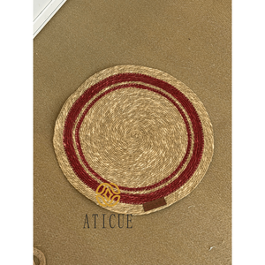 Placemats Boho Seagrass & Raffia Woven 15" Round <b>Table</b> <b>Mat</b> for Home - Product Image 3