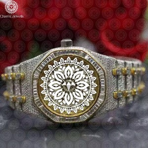 Montre en diamant Moissanite de qualité supérieure pour homme, montre-bracelet de luxe étanche, accessoire pour mariage et soirée, à vendre - Product Image 1