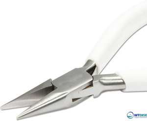 Alicates de punta de cadena de acero inoxidable con mango de PVC blanco pulido y doble resorte, herramienta para hacer joyas, serie 300 - Product Image 4
