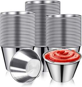Hot Selling Item Commercial Grade Stainless Steel Dipping Sauce <b>Cups</b> Individual Portion <b>Cups</b> Condiment Storage Container Box - Product Image 6