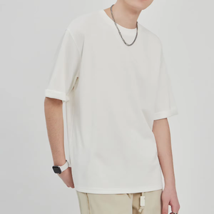 Wholesale Breathable custom logo Knitted short sleeve casual Trendy <b>Black</b> <b>Plain</b> Cotton O-Neck Mens <b>T</b>-<b>shirt</b> Premium Quality - Product Image 4