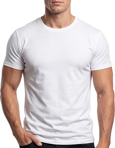 <b>Men</b> Breathable Soft Cotton T Shirt <b>Stretch</b> Soft Crew Neck Tee S - 4XL Athletic Fit Plain Casual T-Shirt for <b>Men</b> - Product Image 1