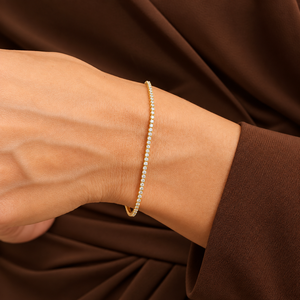 Pulsera Fina Ajustable con Línea de Diamantes de 1 mm, Piedras Brillantes Redondas Cultivadas en Laboratorio E F VVS VS, Plata 925, Oro, Platino, de 6.5 a 7.5 Pulgadas - Product Image 2