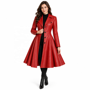 Manteau en cuir véritable pour femmes |   Bleu Noir Rouge |   Fabricant OEM ODM |   Conception de qualité supérieure |   Vêtements en cuir | - Product Image 6