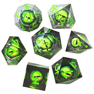 Mehrfarbige Augapfel-Harzwürfel 7-teilig Schwebende Augen Polyedrische <span class=keywords><strong>DND</strong></span>-Würfel für COC Cthulhu Tabletop-RPG-Spiele Halloween-Horror-Würfel - Product Image 4