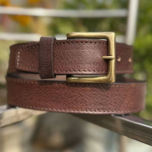 Elegante Cinturón Casual Vintage para Hombre, Hecho a Mano con Cuero Genuino, Bordado con Impresión por Transferencia de Calor, Hebilla de Cobre Resistente Estilo Western, 3.5cm - Product Image 1